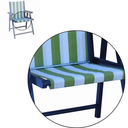 Imagem de Cadeira Praia Dobrável Madeira Maciça Envernizada Cor Preta Com Tecido Cor Folhas Brancas