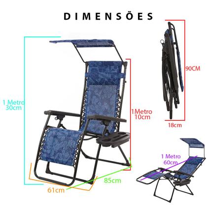 Imagem de Cadeira Praia Espreguiçadeira Dobravel Praia Piscina Quintal Varanda Jardim Verao Sol Descanso Reclinavel Gravidade Zero