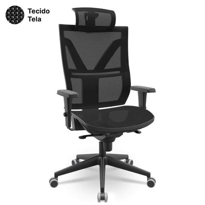 Imagem de Cadeira Presidente Darix Mesh Giratória Braços Reguláveis 3D e Encosto de Cabeça