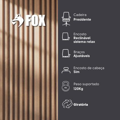 Imagem de Cadeira Presidente Escritório Giratória Apoio de Cabeça Fox Office Preta - 46A