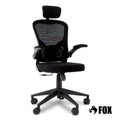 Imagem de Cadeira Presidente Escritório Giratória Apoio de Cabeça Fox Office Preta - 46A