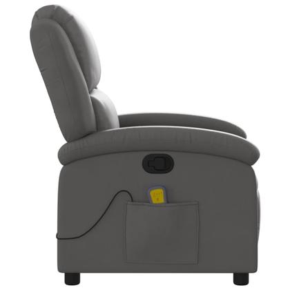 Imagem de Cadeira reclinável de massagem vidaXL Grey Real Leather para idosos