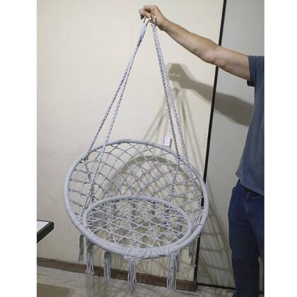 Imagem de Cadeira Rede Balanço Suspenso Almofada Algodao Casa Varanda Quintal Jardim Deck Area Lazer Confortavel Resistente