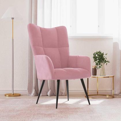 Imagem de Cadeira relaxante vidaXL Modern Pink Velvet com espuma acolchoada