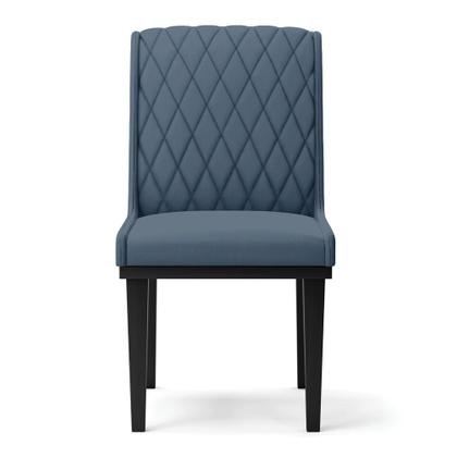 Imagem de Cadeira Sala de Jantar Base Madeira Preto Kit 2 Sofia Suede Azul Marinho D03 - D'Rossi