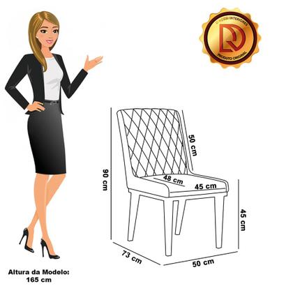 Imagem de Cadeira Sala de Jantar Base Madeira Preto kit 6 Sofia Sintético Preto D03 - D'Rossi