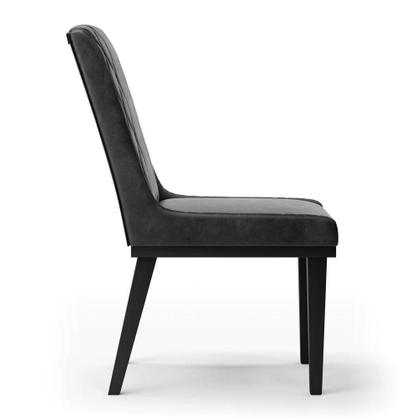 Imagem de Cadeira Sala De Jantar Base Madeira Preto Sofia Sintético Pu Preto D03 - D'rossi