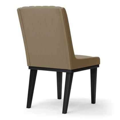 Imagem de Cadeira Sala De Jantar Base Madeira Preto Sofia Suede Marrom Rato D03 - D'rossi