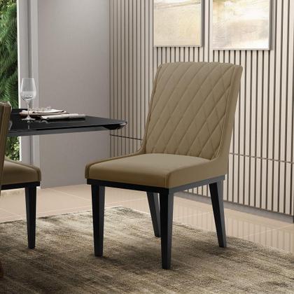 Imagem de Cadeira Sala De Jantar Base Madeira Preto Sofia Suede Marrom Rato D03 - D'rossi