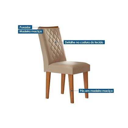 Imagem de Cadeira Sala de Jantar Jade Madeira Kit 6 Un Capuccino - Veludo Capuccino - Rufato