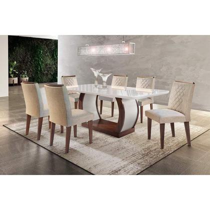 Imagem de Cadeira Sala de Jantar Jade Madeira Kit 6 Un Capuccino - Veludo Capuccino - Rufato