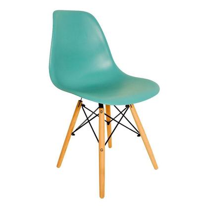 Imagem de Cadeira Sala De Jantar Kit2 Eiffel Eames Base Madeira Azul Turquesa R02 - D'rossi