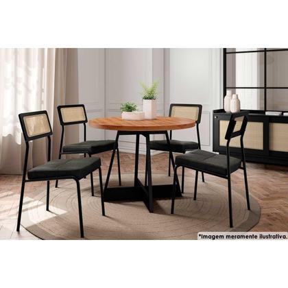 Imagem de Cadeira Sala de Jantar Lux 1741 Aço Kit 2 Uni Preto/Linho Grafite/material sintético Preto - Carraro