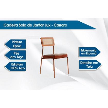 Imagem de Cadeira Sala de Jantar Lux 1741 Aço Kit 2 Uni Preto/Linho Grafite/material sintético Preto - Carraro