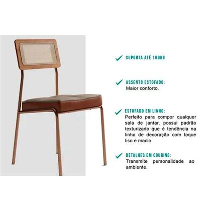 Imagem de Cadeira Sala de Jantar Lux 1741 Aço Kit 2 Uni Preto/Linho Grafite/material sintético Preto - Carraro