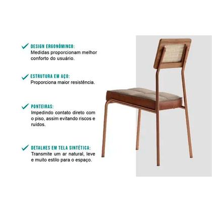 Imagem de Cadeira Sala de Jantar Lux 1741 Aço Kit 2 Uni Preto/Linho Grafite/material sintético Preto - Carraro