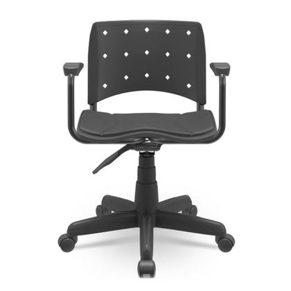 Imagem de Cadeira Secretária Giratória Ergonômica Para Escritório Ergoplax Preta Estofada com Braço