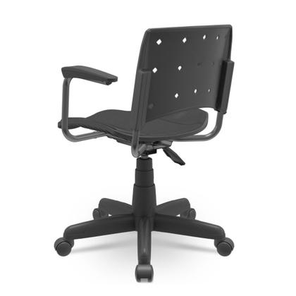 Imagem de Cadeira Secretária Giratória Ergonômica Para Escritório Ergoplax Preta Estofada com Braço