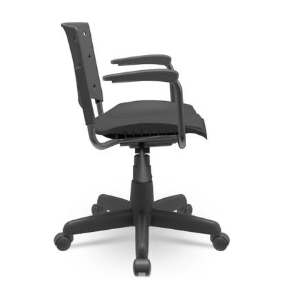 Imagem de Cadeira Secretária Giratória Ergonômica Para Escritório Ergoplax Preta Estofada com Braço