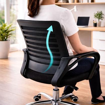 Imagem de Cadeira Secretária Preta Simples Baixa Para Escritório