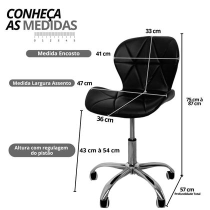 Imagem de Cadeira Slim Vegas Office Estofada com Base Giratória