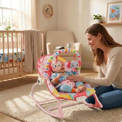 Imagem de Cadeira Smile De Balanço Bebê Relaxante Com Vibração E Sons Natureza Ruido Branco com Cinto De Segurança Até 18KG