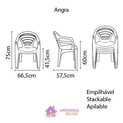 Imagem de Cadeira Tramontina Angra Basic com Braços em Polipropileno Branco