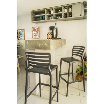 Imagem de Cadeira Tramontina Sofia Alta Bar em Polipropileno e Fibra de Vidro Grafite