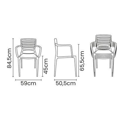 Imagem de Cadeira Tramontina Sofia em Polipropileno e Fibra de Vidro Camurça com Encosto Horizontal e Braços
