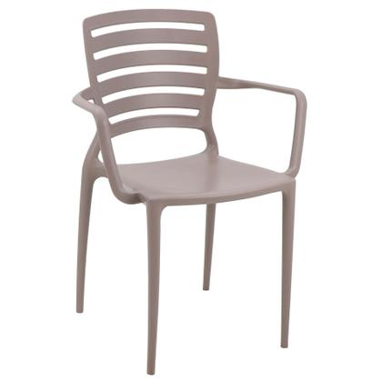 Imagem de Cadeira Tramontina Sofia em Polipropileno e Fibra de Vidro Camurça com Encosto Horizontal e Braços