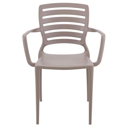 Imagem de Cadeira Tramontina Sofia em Polipropileno e Fibra de Vidro Camurça com Encosto Horizontal e Braços