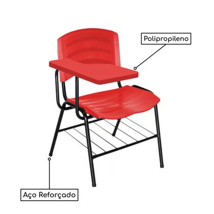 Imagem de Cadeira Universitária Plástica com Prancheta PLÁSTICA - COR VERMELHO - POLLO MÓVEIS - 34022