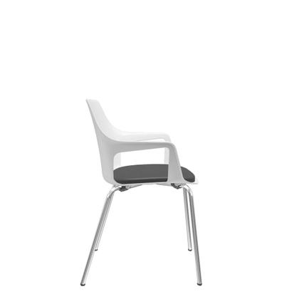 Imagem de Cadeira Vesper Assento Almofadado 4 Pés Estrutura Cromada com Braços Fixos