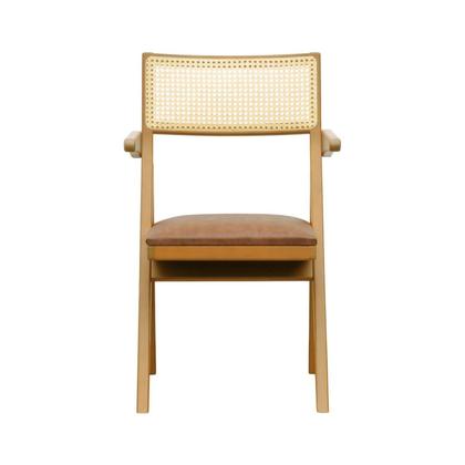 Imagem de Cadeira Ypê com Braços Madeira Maciça Telinha Assento Estofado Corano