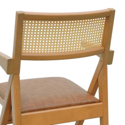 Imagem de Cadeira Ypê com Braços Madeira Maciça Telinha Assento Estofado Corano
