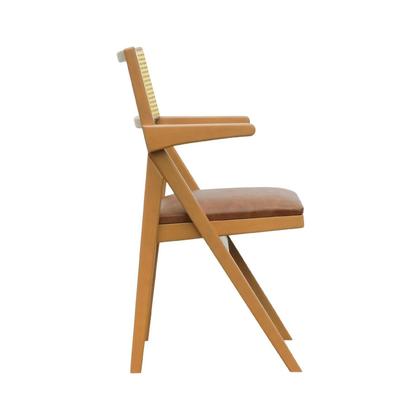 Imagem de Cadeira Ypê com Braços Madeira Maciça Telinha Assento Estofado Corano