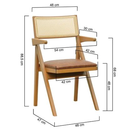 Imagem de Cadeira Ypê com Braços Madeira Maciça Telinha Assento Estofado Corano