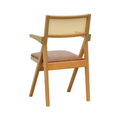 Imagem de Cadeira Ypê com Braços Madeira Maciça Telinha Assento Estofado Corano