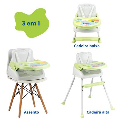 Imagem de Cadeirão Cadeira Alimentação 3em1 Bebê Mesa Alta Mundo Bita Verde Refeição Papinha Styll Baby