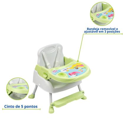 Imagem de Cadeirão Cadeira Alimentação 3em1 Bebê Mesa Alta Mundo Bita Verde Refeição Papinha Styll Baby