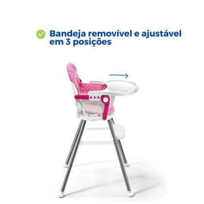 Imagem de Cadeirão Cadeira Cadeirinha Alimentação Papinha Bebê Alta Mesa Refeição Menina Minnie Disney