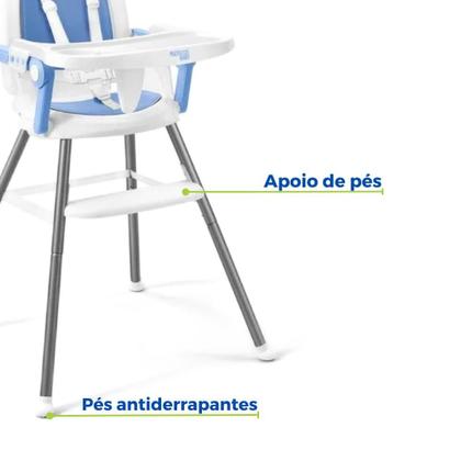 Imagem de Cadeirão Cadeira Cadeirinha Alimentação Papinha Bebê Alta Mesa Refeição Menino Azul