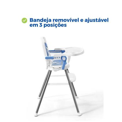 Imagem de Cadeirão Cadeira Cadeirinha Alimentação Papinha Bebê Alta Mesa Refeição Menino Azul