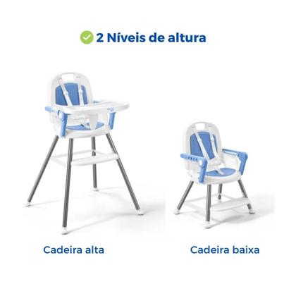 Imagem de Cadeirão Cadeira Cadeirinha Alimentação Papinha Bebê Alta Mesa Refeição Menino Azul