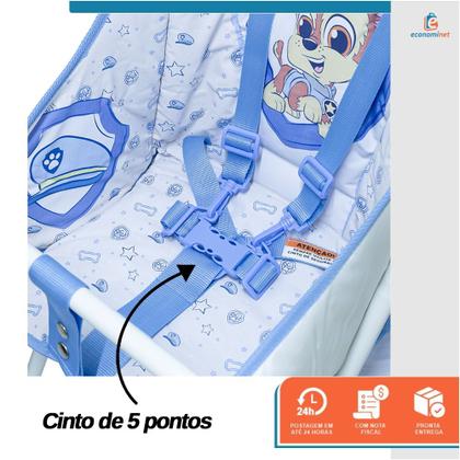 Imagem de Cadeirão de Alimentação Cadeira Refeição Alta Bebê Comer Patrulha Canina Chase até 15kg Compacto Seguro e Aprovado INMETRO