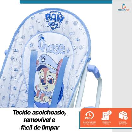 Imagem de Cadeirão de Alimentação Cadeira Refeição Alta Bebê Comer Patrulha Canina Chase até 15kg Compacto Seguro e Aprovado INMETRO