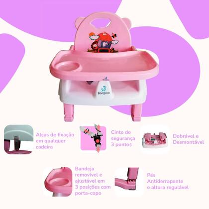 Imagem de Cadeirinha Alimentação Refeição Bebe Portátil Dobrável Compacta Baixa Infantil
