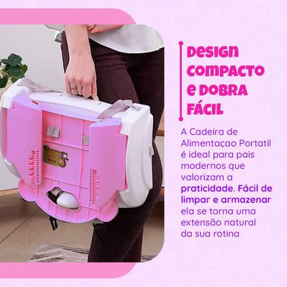 Imagem de Cadeirinha Alimentação Refeição Bebe Portátil Dobrável Compacta Baixa Infantil