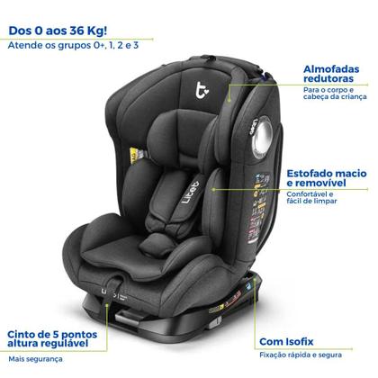 Imagem de Cadeirinha Cadeira de Bebê Para Auto Carro 0 a 36 kg Isofix Reclinavel Gira 360 Litet