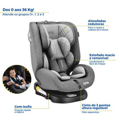 Imagem de Cadeirinha Cadeira de Bebê Para Auto Carro 0 a 36 kg Isofix Reclinavel Gira 360 Multi